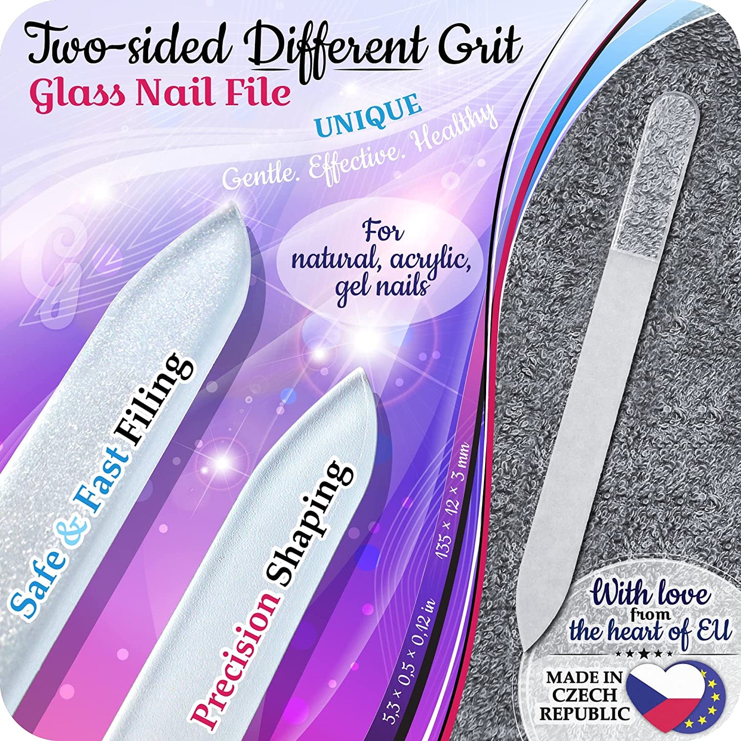 Genuine Czech Glass Nail File Set - Two-Sided Different Grit Surface, Callus Remover Foot Rasp, Precision Filing Cuticle Pusher, Manicure & Pedicure, Professional Nail Care, EU Quality (Green Aqua) Health & Beauty > Personal Care > Foot Care Gladzy   