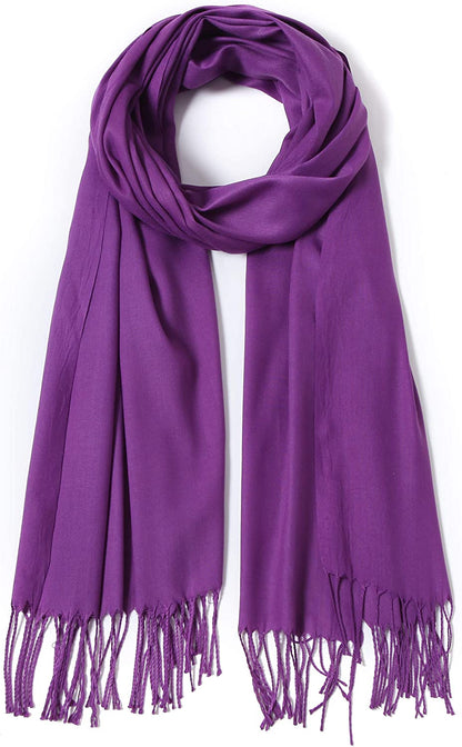Pashmina Shawls and Wraps Large Scarfs for Women Wedding Party Bridal Long Fashion Solid Shawl Wrap with Fringes Apparel & Accessories > Clothing Accessories > Scarves & Shawls Cindy & Wendy   