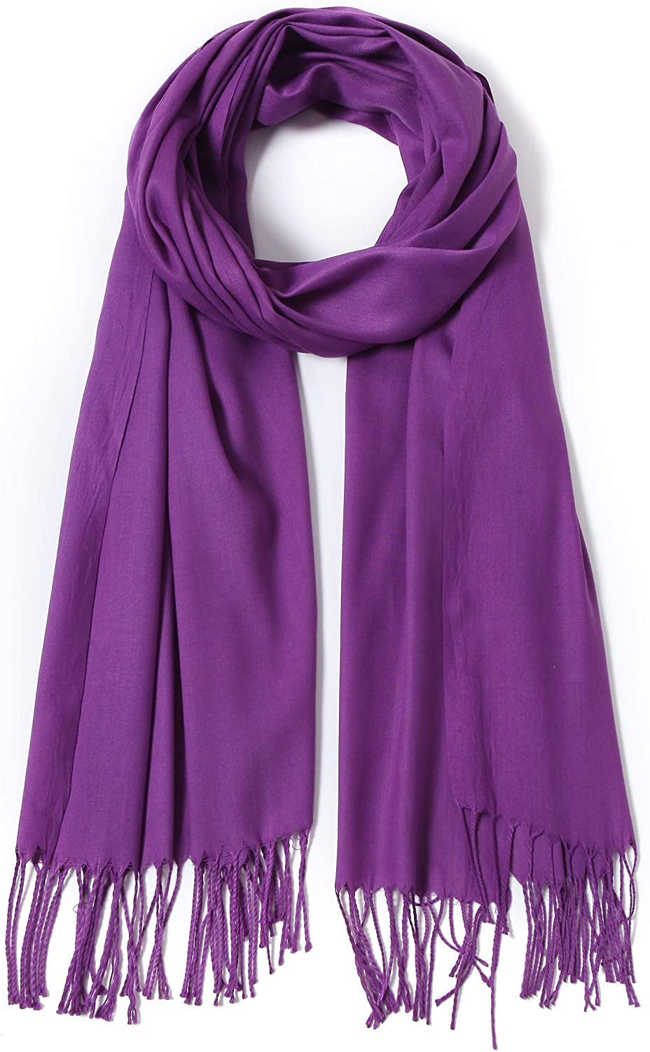 Pashmina Shawls and Wraps Large Scarfs for Women Wedding Party Bridal Long Fashion Solid Shawl Wrap with Fringes Apparel & Accessories > Clothing Accessories > Scarves & Shawls Cindy & Wendy Purple  