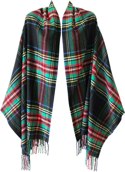 Women Oversized Scottish Clan Tartan Plaid Cashmere Feel Shawl Wrap Winter Scarf Apparel & Accessories > Clothing Accessories > Scarves & Shawls NY GOLDEN FASHION   