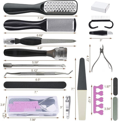 Nado Care Pedicure Kit Professional Foot Scrubber Pedicure Foot Soak 23 in 1 Stainless Steel Foot Care Kit Foot Rasp Dead Skin Remover Pedicure Kit for Men Women Best Gift Health & Beauty > Personal Care > Foot Care Nado care   