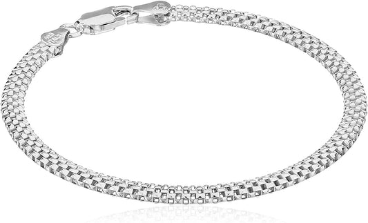 Essentials Plated Sterling Silver Mesh Chain Bracelet Apparel & Accessories > Jewelry > Bracelets KYLIE MAX Sterling Silver 7" 