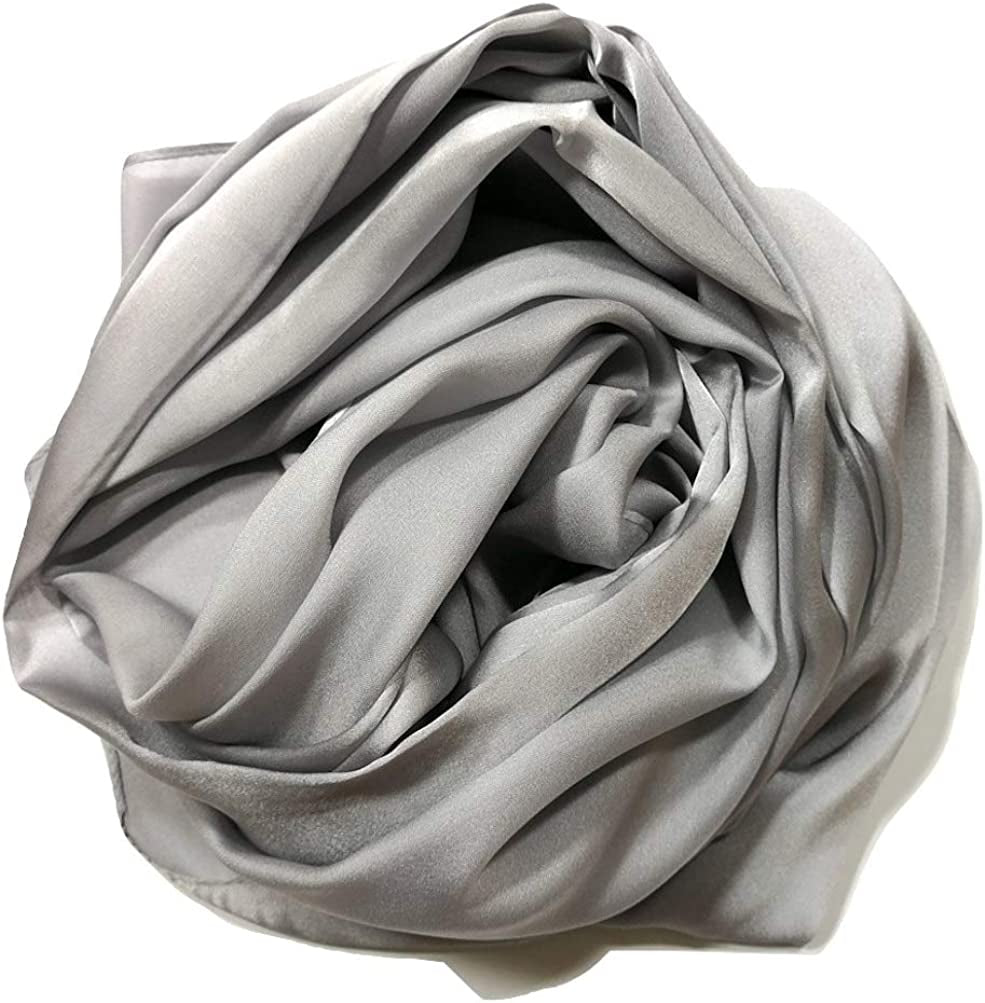 Shanlin Silk Feel Long Satin Patterned & Solid Color Scarves for Women in Gift Box Apparel & Accessories > Clothing Accessories > Scarves & Shawls Shanlin Solid Color: Light Grey  