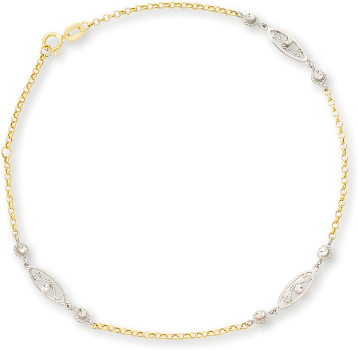 Ross-Simons 14Kt 2-Tone Gold Station Anklet. 10 Inches Apparel & Accessories > Jewelry > Anklets Ross-Simons   
