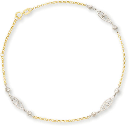 Ross-Simons 14Kt 2-Tone Gold Station Anklet. 10 Inches Apparel & Accessories > Jewelry > Anklets Ross-Simons   