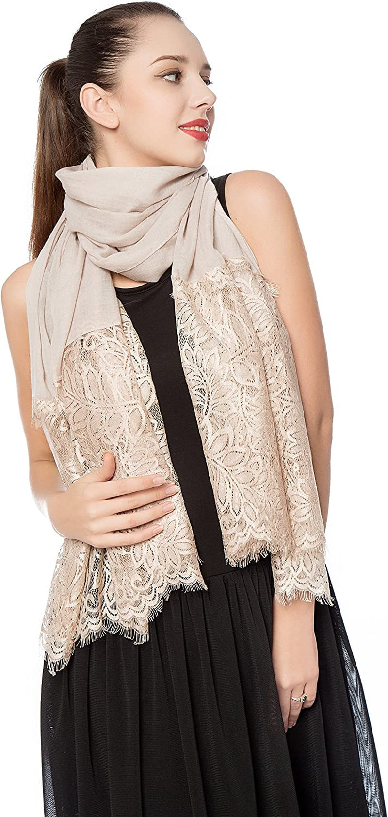 Women Lightweight Fashion Lace Scarf Solid Color Wrap Shawl Gzcvba Soft Evening Coverup Apparel & Accessories > Clothing Accessories > Scarves & Shawls Gzcvba   