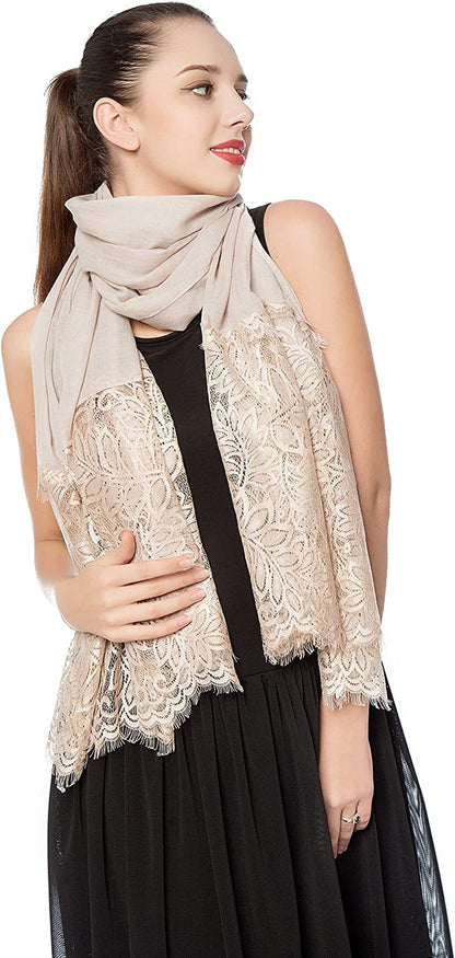 Women Lightweight Fashion Lace Scarf Solid Color Wrap Shawl Gzcvba Soft Evening Coverup Apparel & Accessories > Clothing Accessories > Scarves & Shawls Gzcvba   