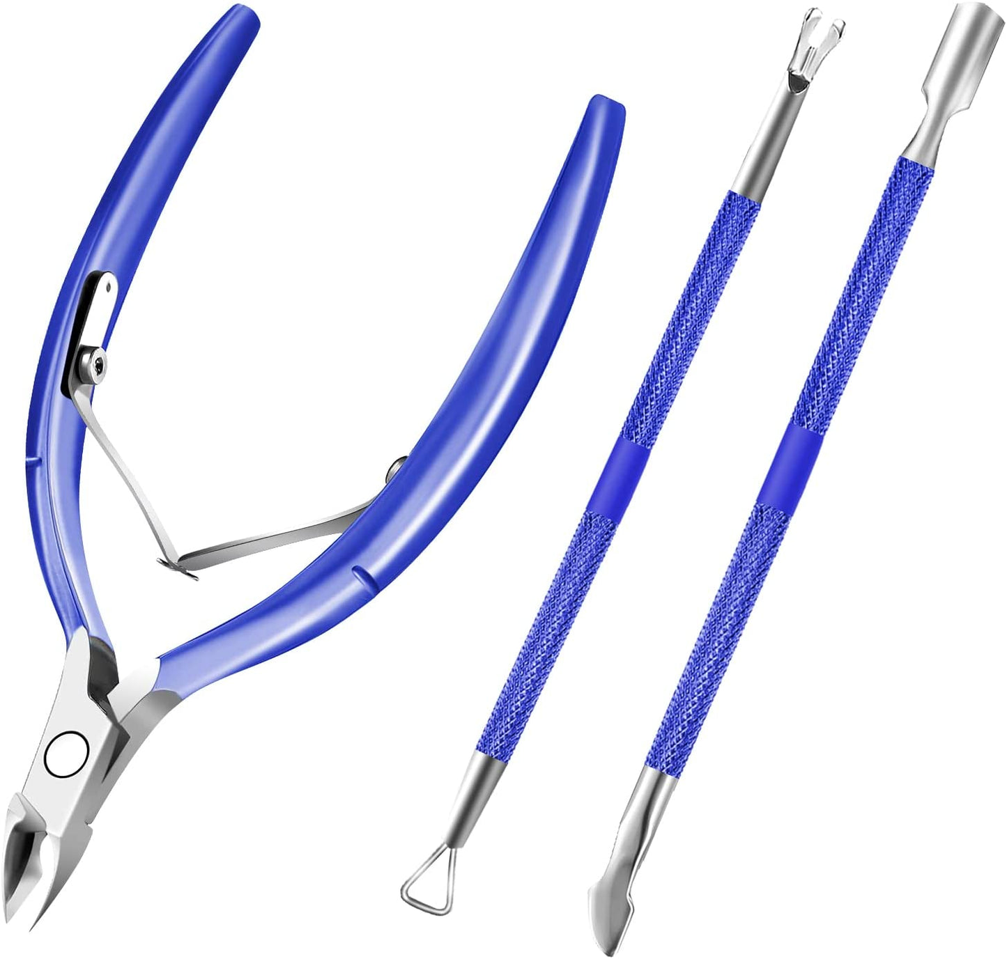 Cuticle Trimmer with Cuticle Pusher, XUNXMAS Cuticle Remover Cutter Nipper Scissor and Triangle Cuticle Nail Pusher Peeler Scraper, Durable Dead Skin Clipper Manicure Pedicure Tools Health & Beauty > Personal Care > Cosmetics > Cosmetic Tools > Nail Tools XUNXMAS Blue  