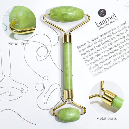 BAIMEI Jade Roller & Gua Sha Set Face Roller and Gua Sha Facial Tools for Skin Care Routine and Puffiness-Green Health & Beauty > Personal Care > Cosmetics > Cosmetic Tools > Skin Care Tools BAIMEI   