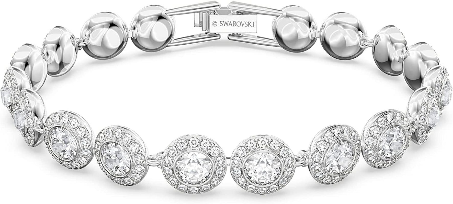 Swarovski Angelic Crystal Jewelry Collection, Rhodium Tone Finish, Blue Crystal, Pink Crystal, Clear Crystal Apparel & Accessories > Jewelry > Bracelets SWAROVSKI Tennis Bracelet  