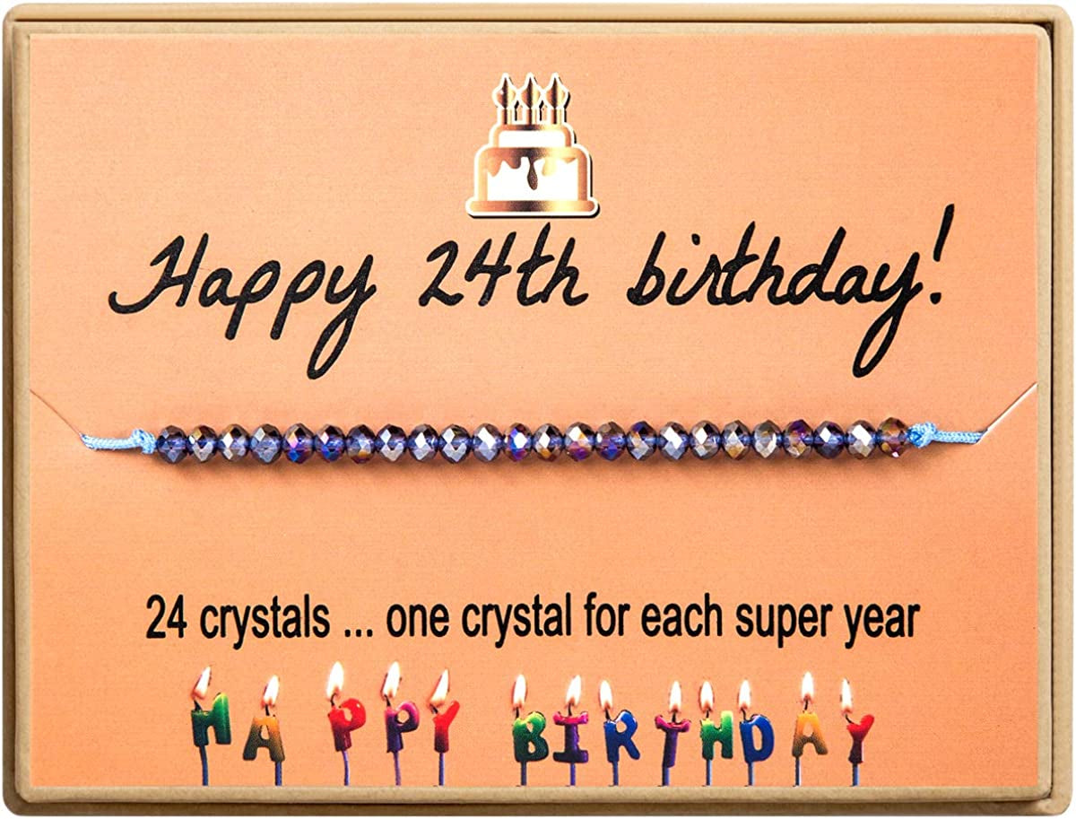 Happy Birthday Bracelet Gift for Teen Girls,Crystal Beads Bracelet Gifts for 10 Year Old Girl Birthday Jewelry Apparel & Accessories > Jewelry > Bracelets KGBNCIE 24 th Birthday Gift  