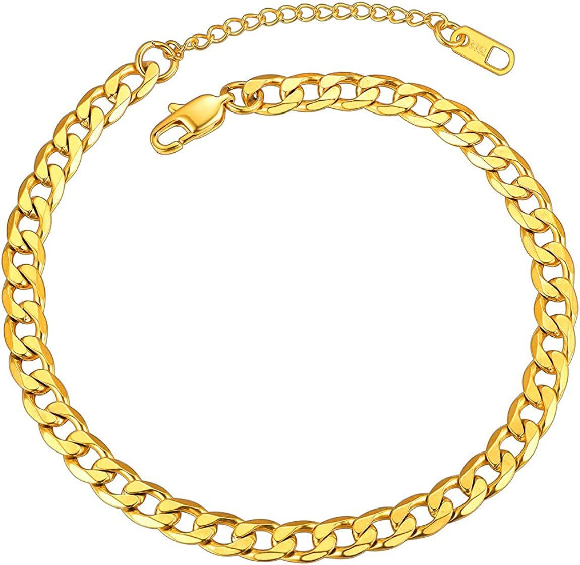 Chainspro Resizable Anklet Chain for Women Men, Figaro/Wheat/Twist Rope/Cuban Foot Bracelet-Strong with Good Clasp-18K Gold Plated(Send Gift Box) Apparel & Accessories > Jewelry > Anklets ChainsPro 00:cuban-Gold Plated-6mm  