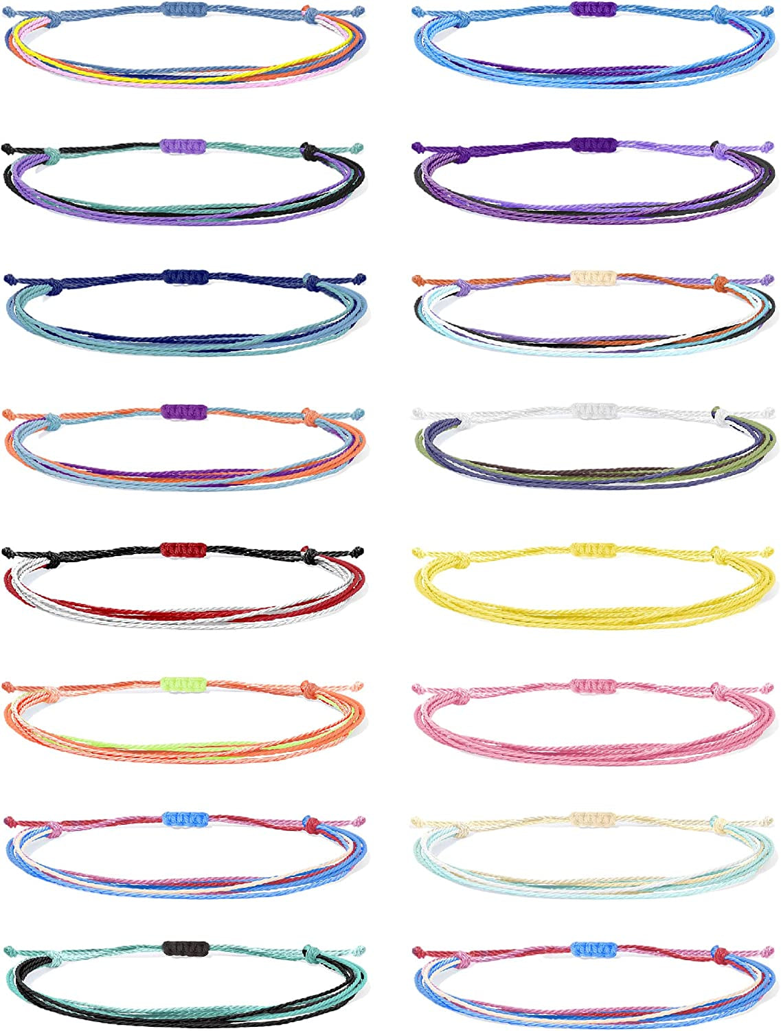 Waterproof String Bracelets for Girls Summer Wave Bracelet Friendship Handmade Wave Bracelet Apparel & Accessories > Jewelry > Bracelets Highven T-16pcs-String Bracelets  
