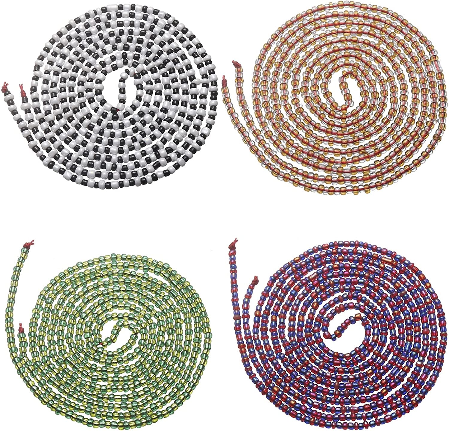 Taouzi Waist Beads for Women Colorful Beaded Body Chain Elastic String Waist Chain Beach Bikini Belly Chains Summer Jewelry for Women Girls Apparel & Accessories > Jewelry > Body Jewelry Taouzi StyleE02 50Inch  