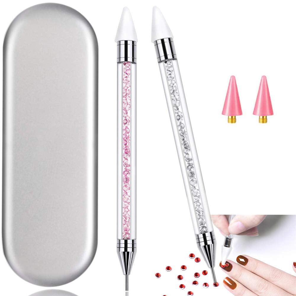 Nail Rhinestone Picker Dotting Tool with Extra 2 Wax Head, Dual-Ended DIY Nail Art Tool with Pink Acrylic Handle Health & Beauty > Personal Care > Cosmetics > Cosmetic Tools > Nail Tools HiMo PINK & WHITE  
