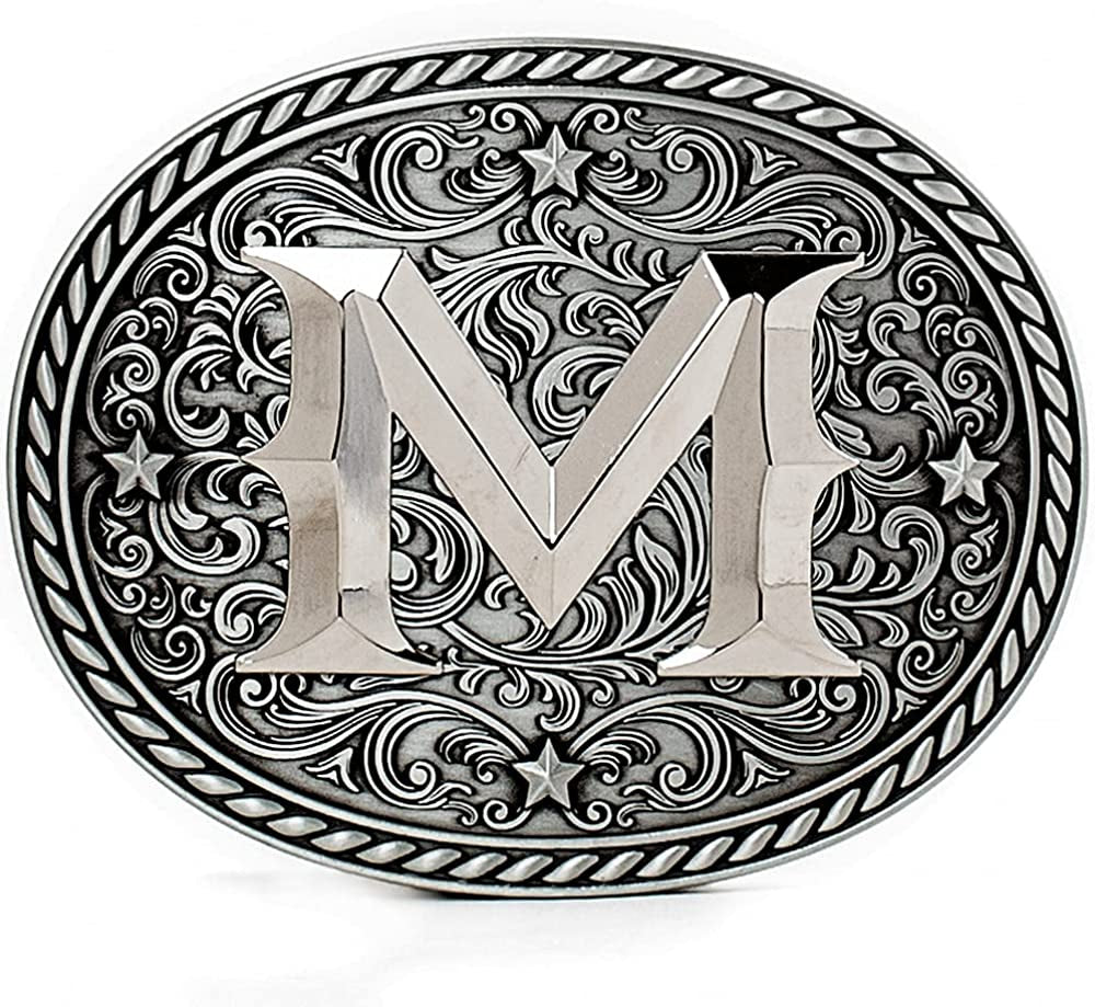 Western Cowboy/Cowgirl Initial Belt Buckle - Large, Letter Buckles for Men and Women Apparel & Accessories > Clothing Accessories > Belt Buckles Itera M  