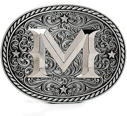 Western Cowboy/Cowgirl Initial Belt Buckle - Large, Letter Buckles for Men and Women Apparel & Accessories > Clothing Accessories > Belt Buckles Itera M  