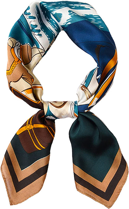 Fashion Hair Scarf for Women Lightweight Silk Feeling Head Scarves Square Bandanas 27.5× 27.5 Inches Apparel & Accessories > Clothing Accessories > Bandanas & Headties Roizsx P-navy Blue  
