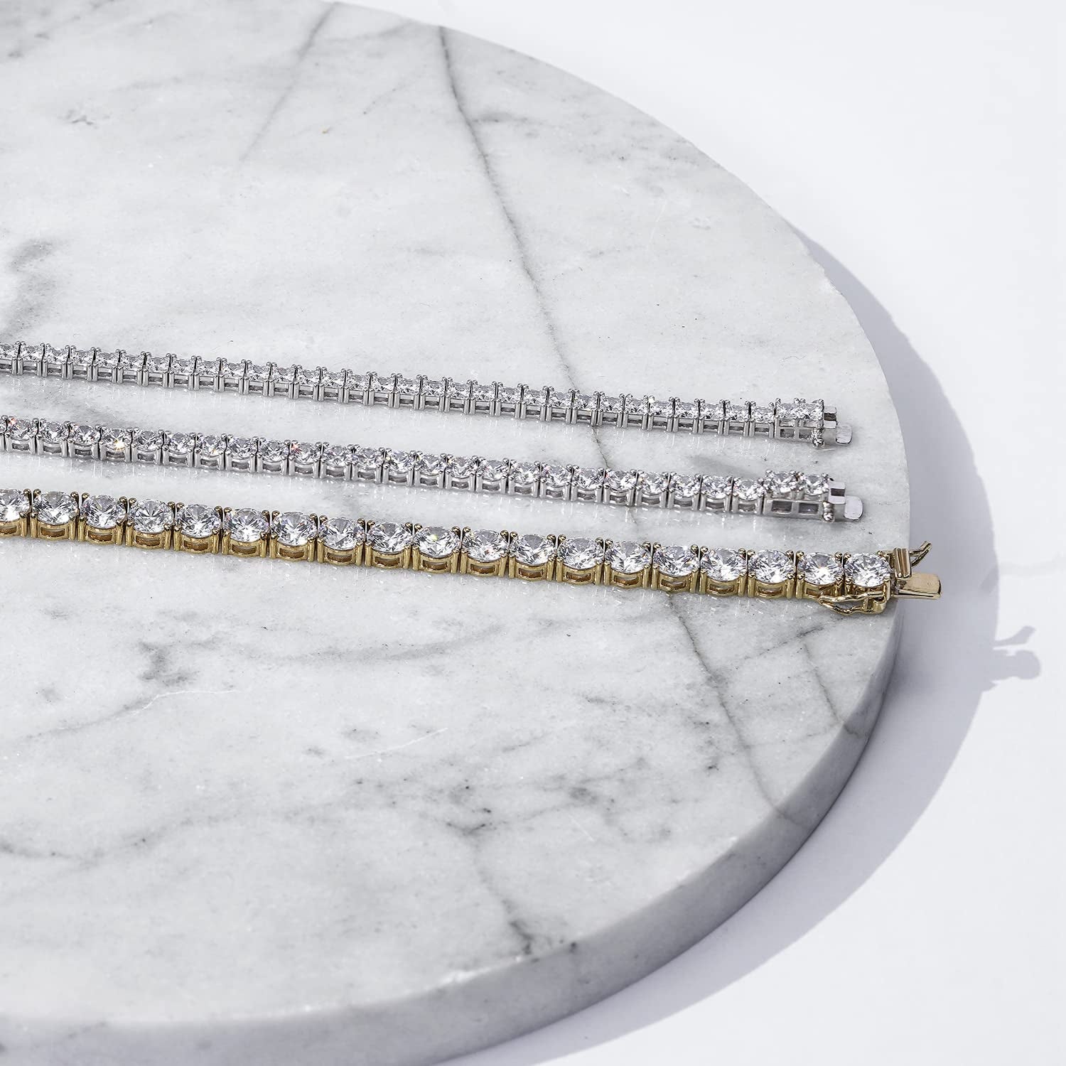 Collection Platinum or Gold Plated Sterling Silver Round-Cut Tennis Bracelet Made with Infinite Elements Zirconia Apparel & Accessories > Jewelry > Bracelets Amazon Collection   
