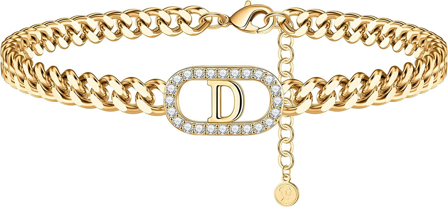 IEFWELL Gold Initial Ankle Bracelets for Women, 14K Gold Filled Gold Anklets for Women Cuban Link Anklets for Women Handmade Gold Ankle Bracelets for Women Ankle Bracelets Gold Jewelry Apparel & Accessories > Jewelry > Anklets IEFWELL D  