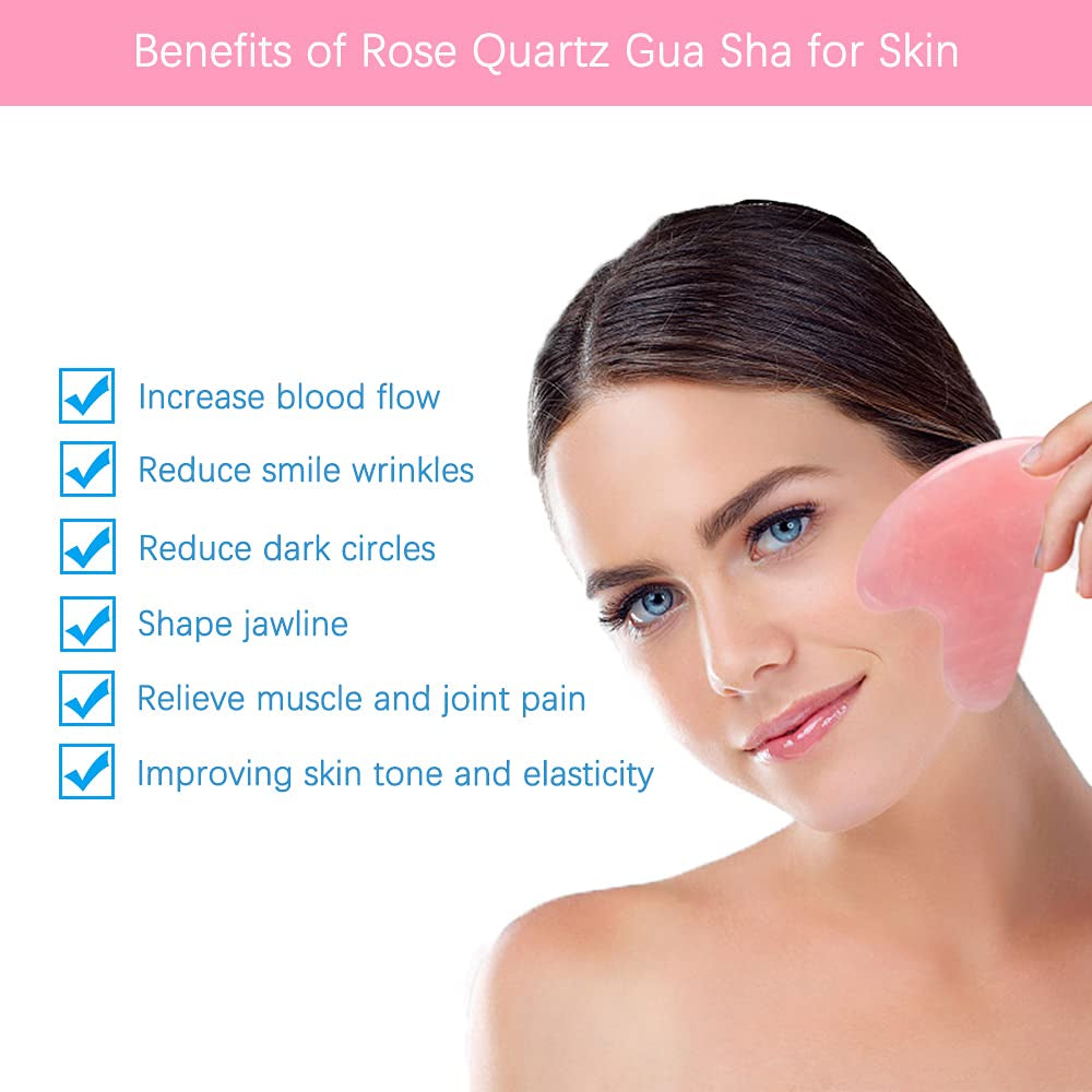 Gua Sha Facial Tools，Natural Rose Quartz Gua Sha Stone for Skin Massage and Wrinkle Removal anti Aging, Gua Sha Scraping Massage Tool Used for Face, Eyes, Neck and Body Health & Beauty > Personal Care > Cosmetics > Cosmetic Tools > Skin Care Tools Running man   