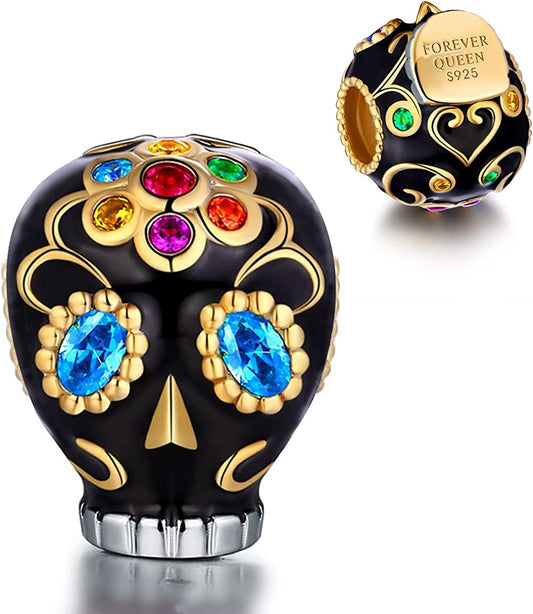 FOREVER QUEEN Halloween Skull Pumpkin Charms 925 Sterling Silver, the Light of Halloween Christmas Charms for Bracelet Necklace Best Halloween Jewelry Gifts for Women Apparel & Accessories > Jewelry > Bracelets FOREVER QUEEN Skull  