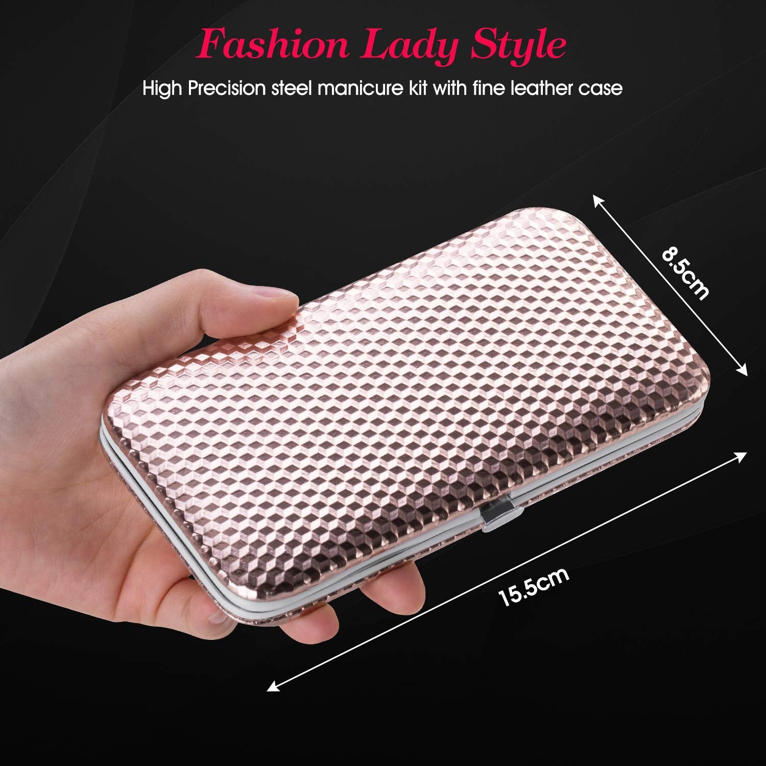 Nail Grooming Kit 12 Pieces - Nail Care Kit for Women Stainless Steel, Professional Hand, Foot & Nail Tools with Luxurious Travel Case. Compact 6X3" (Rose Gold) Health & Beauty > Personal Care > Foot Care KENED   