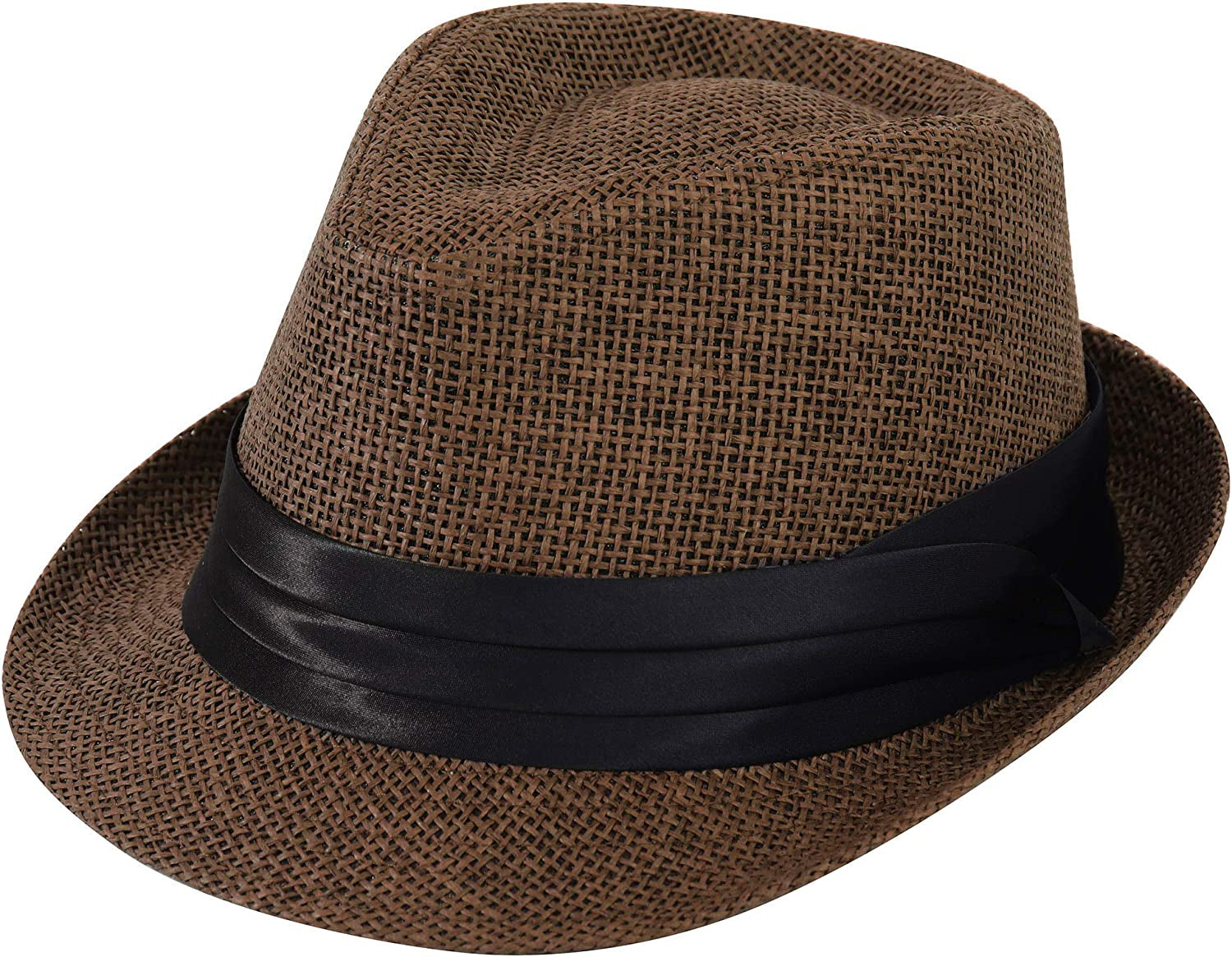 Simplicity Fedora for Men Women Unisex Men'S Women'S Classic Manhattan Structured Gangster Trilby Fedora Hat Apparel & Accessories > Clothing Accessories > Hats Simplicity Brown Large-X-Large 