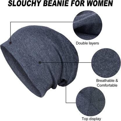 Senker Fashion 2 Pack Cotton Slouchy Beanie Hats, Chemo Headwear Caps for Women and Men Apparel & Accessories > Clothing Accessories > Headwear Senker Fashion   