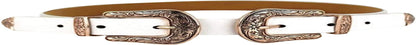 CLARA Women Vintage Western Waist Belt Double Buckle Belt PU Leather Waistband for Jeans Dress Apparel & Accessories > Clothing Accessories > Belts CLARA White  