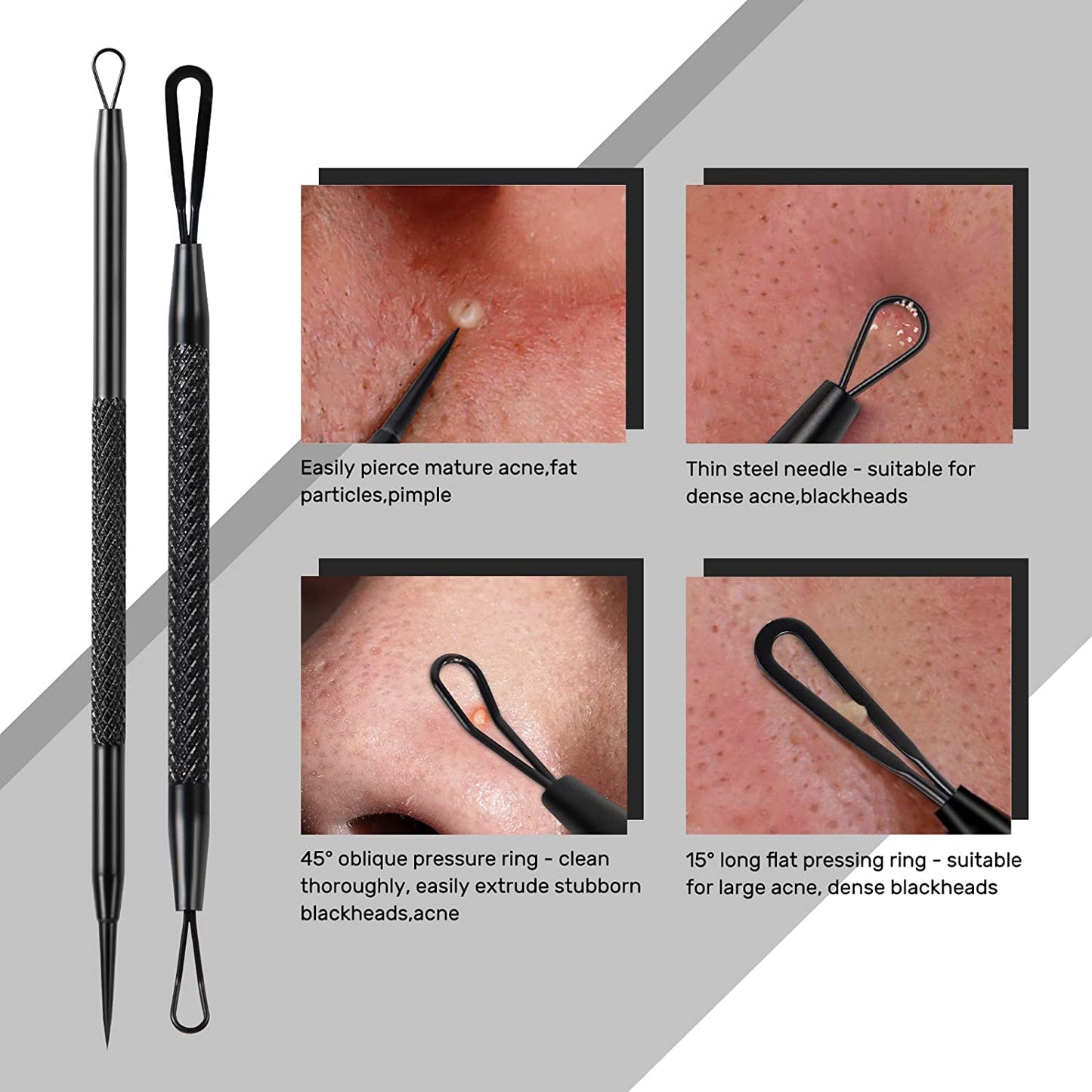 Blackhead Remover Tool,Jolifile 7Pcs Pimple Popper Tool Kit, Acne Extractor Tools with Tweezers,Removal Whitehead Comedone Tool Set for Facial Nose Care-Black Health & Beauty > Personal Care > Cosmetics > Cosmetic Tools > Skin Care Tools JOLIFILE   