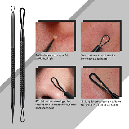 Blackhead Remover Tool,Jolifile 7Pcs Pimple Popper Tool Kit, Acne Extractor Tools with Tweezers,Removal Whitehead Comedone Tool Set for Facial Nose Care-Black Health & Beauty > Personal Care > Cosmetics > Cosmetic Tools > Skin Care Tools JOLIFILE   
