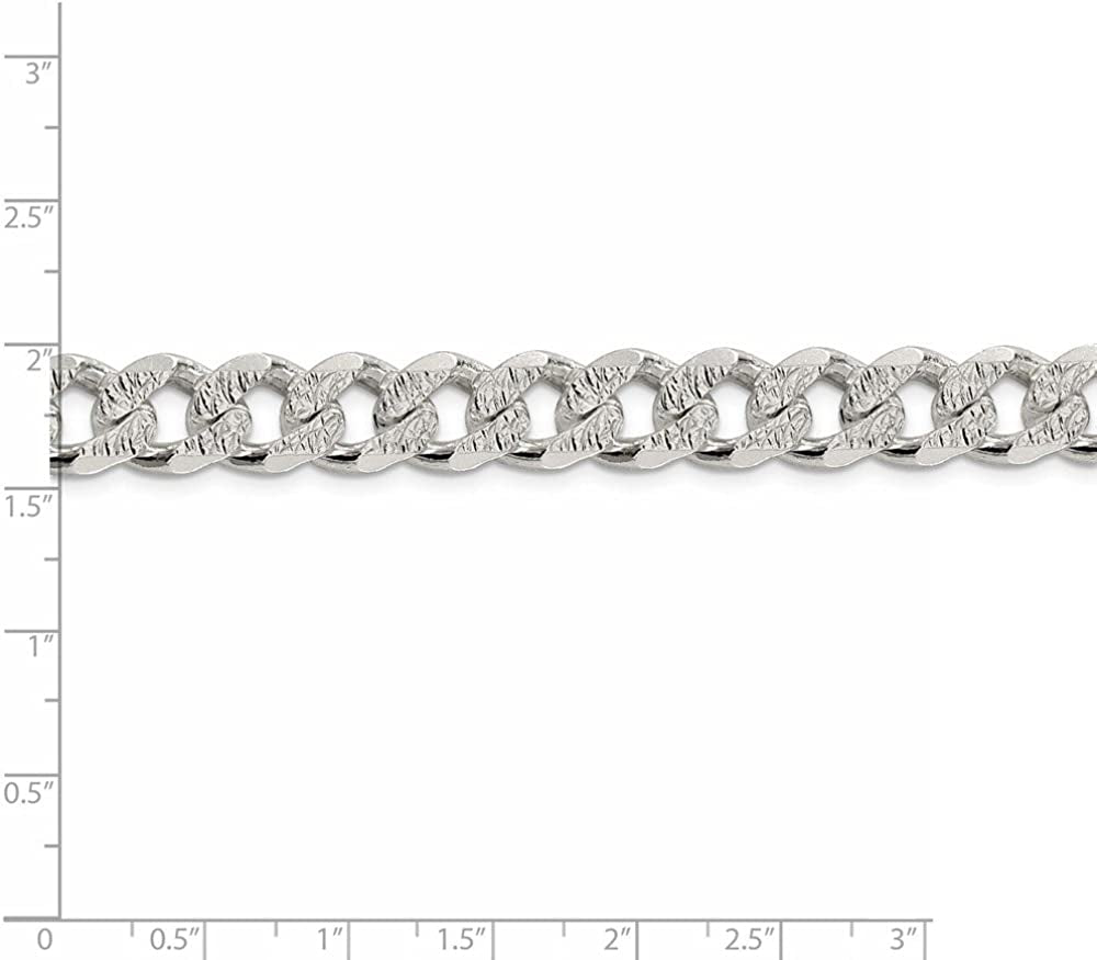 Solid 925 Sterling Silver 10.5Mm Pave Diamond Cut Curb Link Cuban Bracelet Apparel & Accessories > Jewelry > Anklets Sonia Jewels   