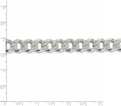 Solid 925 Sterling Silver 10.5Mm Pave Diamond Cut Curb Link Cuban Bracelet Apparel & Accessories > Jewelry > Anklets Sonia Jewels   