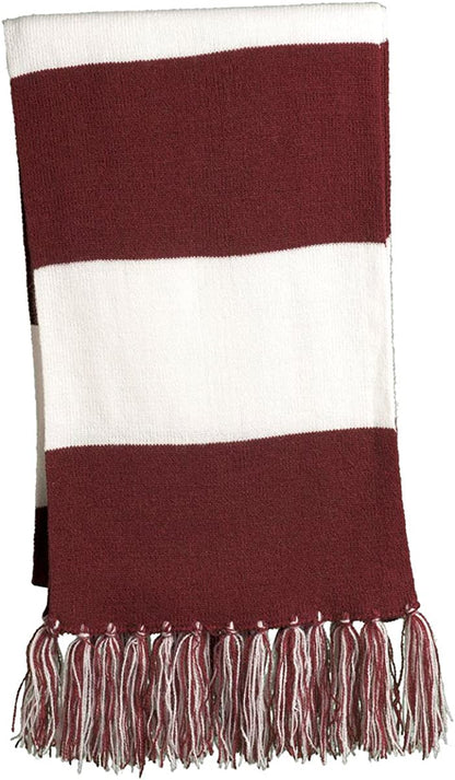 Sport-Tek Favorite Team Spectator Fringed Scarf Apparel & Accessories > Clothing Accessories > Scarves & Shawls Sport Tek Maroon/ White One Size 