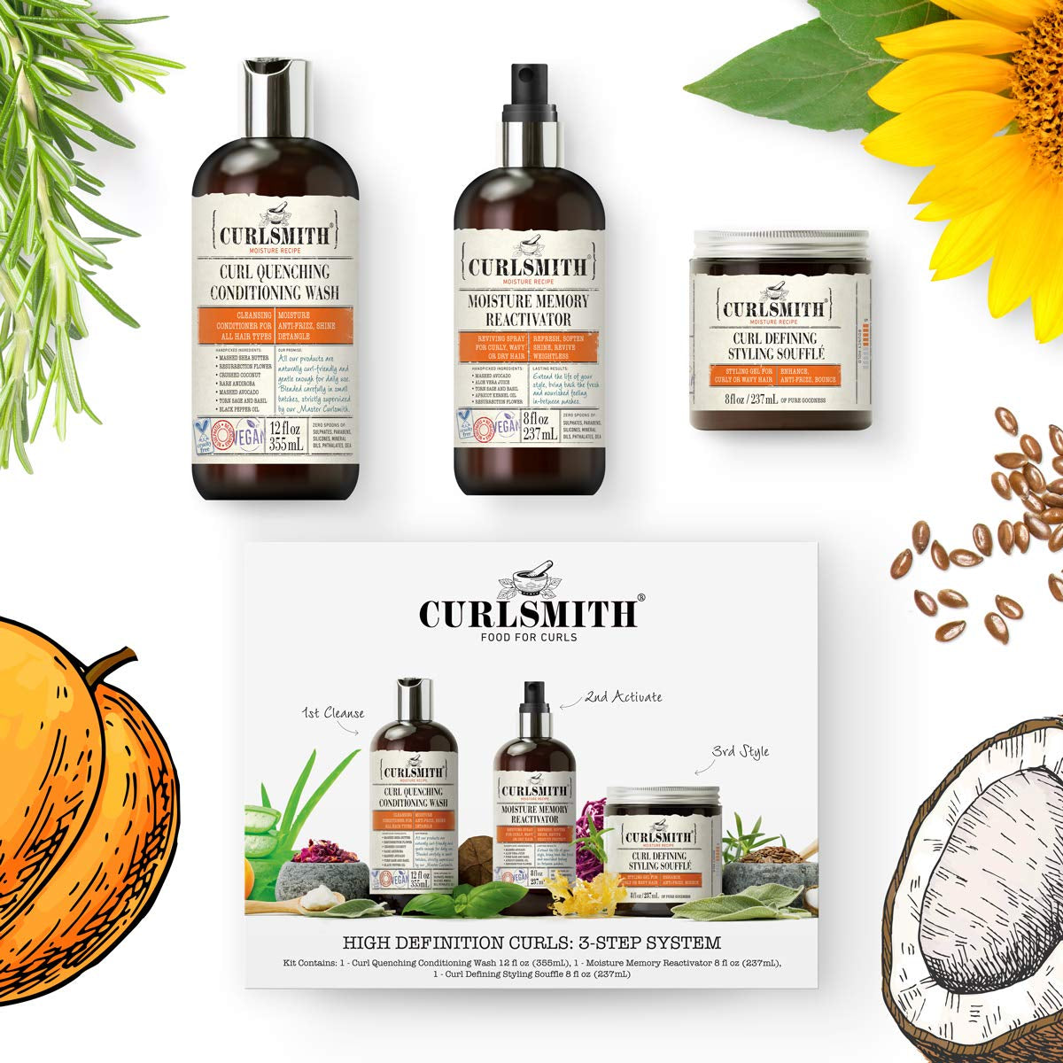 Curlsmith - High Definition Curls Kit - Vegan Haircare Kit for Dry, Wavy, Curly or Coily Hair Health & Beauty > Personal Care > Hair Care CURLSMITH   