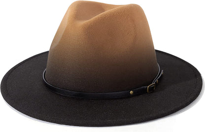 Lisianthus Women Belt Buckle Fedora Hat Apparel & Accessories > Clothing Accessories > Hats Lisianthus Z Gradient Camel & Black  
