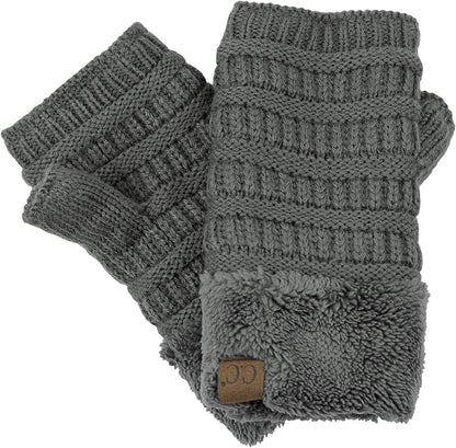 C.C Women'S Warm Knit Fingerless Half Finger Fleece Lined Winter Gloves Apparel & Accessories > Clothing Accessories > Gloves & Mittens C.C Dark Mel Grey  