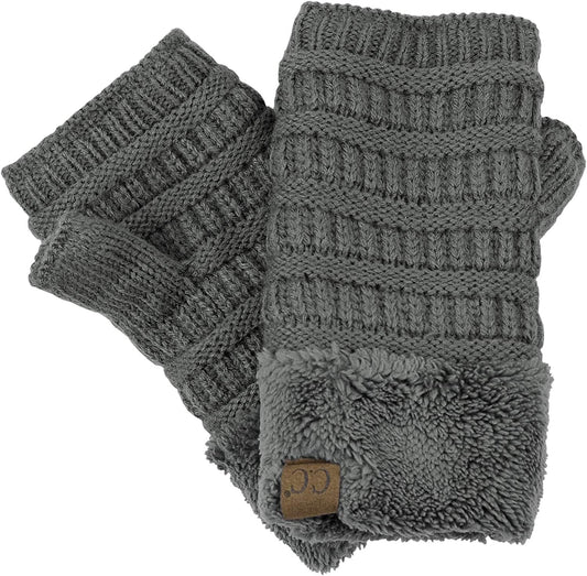 C.C Women'S Warm Knit Fingerless Half Finger Fleece Lined Winter Gloves Apparel & Accessories > Clothing Accessories > Gloves & Mittens C.C Dark Mel Grey  