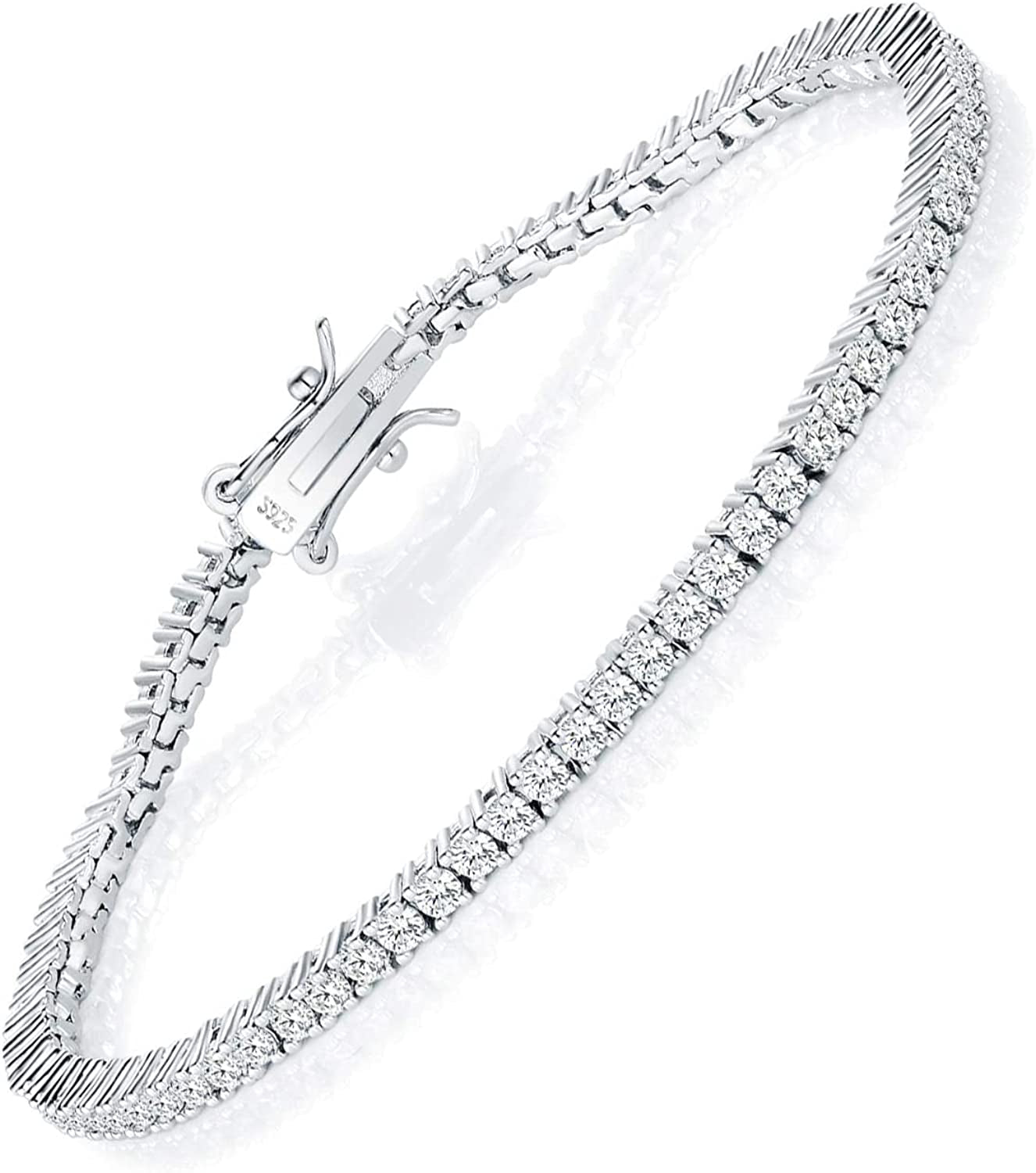 TIKJE 925 Sterling Silver 2-7Mm Cubic Zirconia Classic Tennis Bracelet | White Gold Bracelets for Women | Size 6-8.5 Inches Apparel & Accessories > Jewelry > Bracelets TIKJE 2mm-8.5inch  