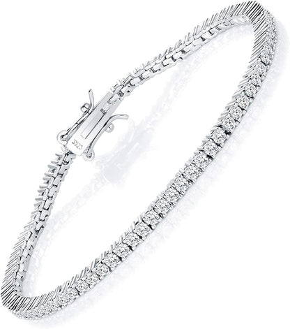 TIKJE 925 Sterling Silver 2-7Mm Cubic Zirconia Classic Tennis Bracelet | White Gold Bracelets for Women | Size 6-8.5 Inches Apparel & Accessories > Jewelry > Bracelets TIKJE 2mm-8.5inch  