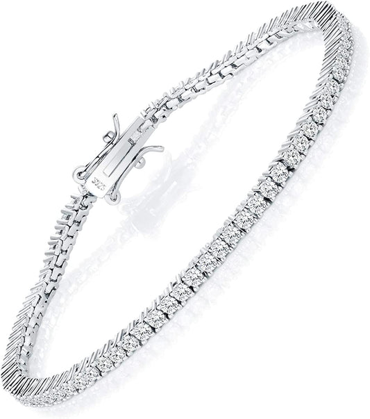 TIKJE 925 Sterling Silver 2-7Mm Cubic Zirconia Classic Tennis Bracelet | White Gold Bracelets for Women | Size 6-8.5 Inches Apparel & Accessories > Jewelry > Bracelets TIKJE 2mm-8.5inch  