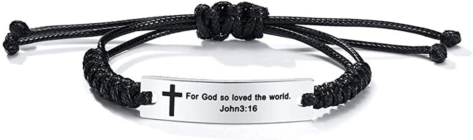 Personalized Unisex Religious Bible Verse Scripture Quotes Bracelet Faith Christian Adjustable Cord Stainless Steel Encourage Inspirational ID Bracelets for Men Women, Christmas Gift Customized Apparel & Accessories > Jewelry > Bracelets Mealguet Religious  