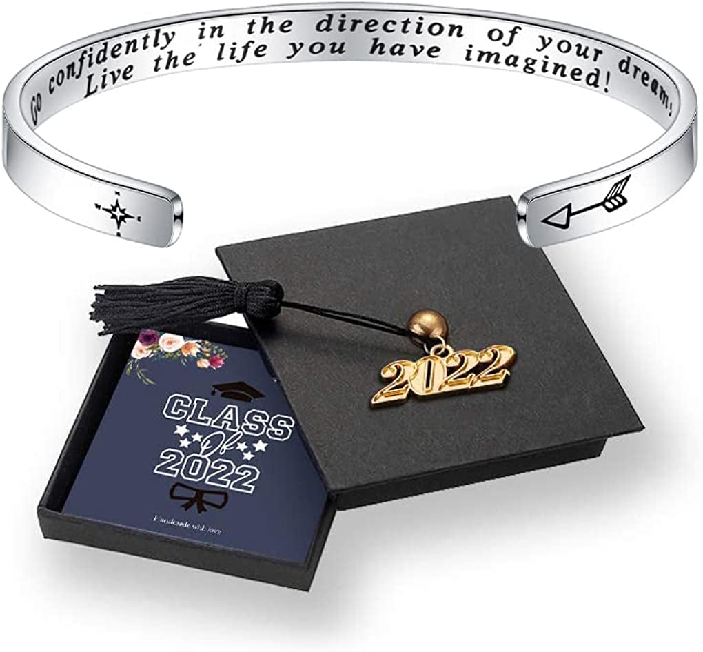 M MOOHAM Graduation Gifts for Her Him 2022, Inspirational Graduation Bracelets Class of 2022 High School College Graduation Gifts for Her with Graduation Box Apparel & Accessories > Jewelry > Bracelets M MOOHAM "With Box-Go confidently in the direction of your dreams...  
