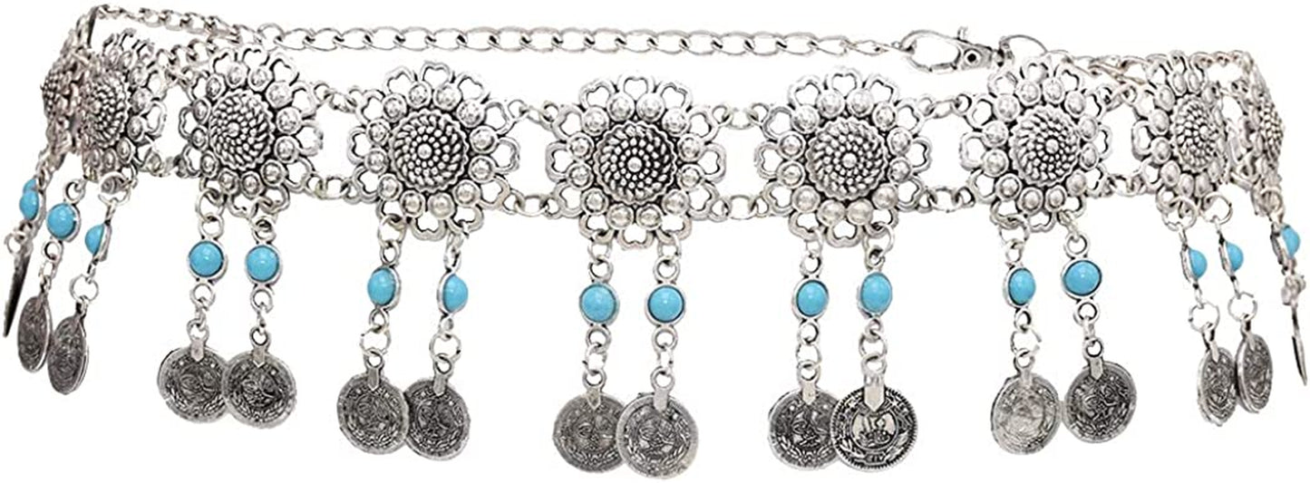 Idealway Vintage Waist Chain Hollow Carving Rhinestone Crystal Body Chain Summer Beach Body Waist Chain Jewelry Apparel & Accessories > Jewelry > Body Jewelry idealway Flower A  