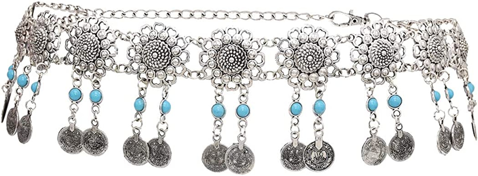 Idealway Vintage Waist Chain Hollow Carving Rhinestone Crystal Body Chain Summer Beach Body Waist Chain Jewelry Apparel & Accessories > Jewelry > Body Jewelry idealway Flower A  