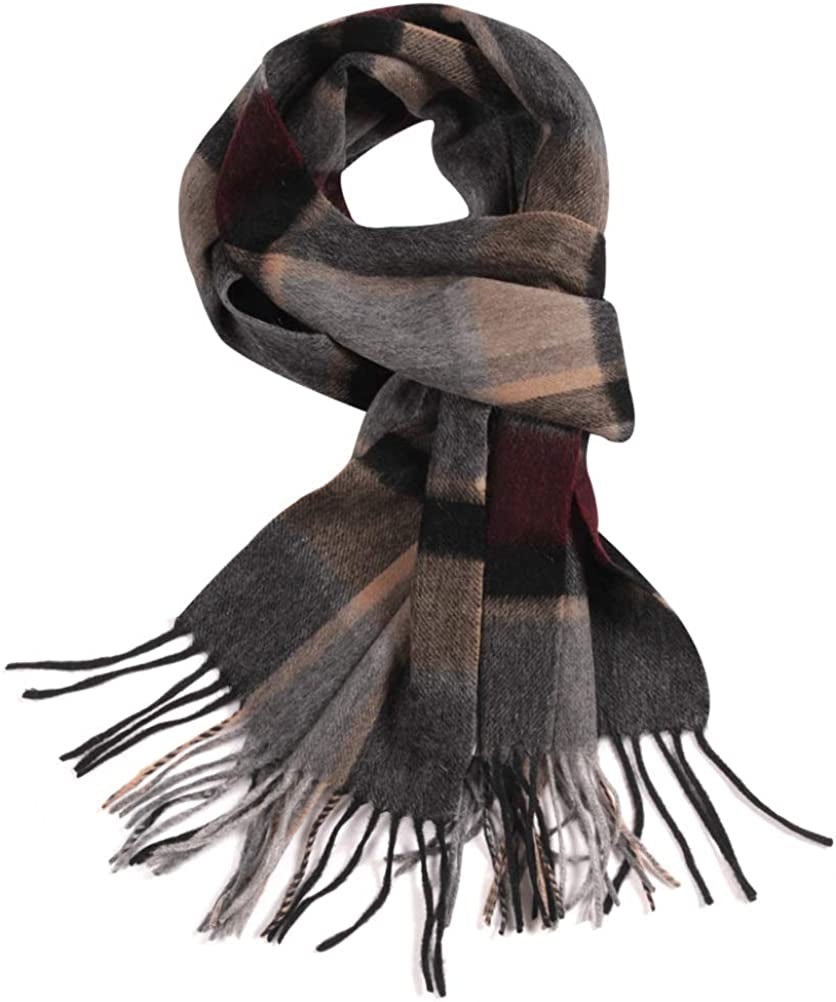 WAMSOFT 100% Pure Wool Scarf, Thick Long Plaid Scarf Winter Tartan Scarves for Men Women… Apparel & Accessories > Clothing Accessories > Scarves & Shawls WAMSOFT Brown/Gray  