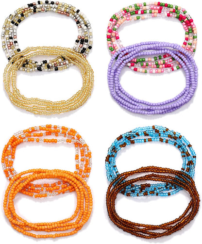 KOHOTA Beads Waist Set for Women African Beaded Body Chain Waist Belly Chain Stretchy Elastic String Multi-Color Necklace Bracelet Anklet Sexy Bikini Summer Jewelry Apparel & Accessories > Jewelry > Body Jewelry KOHOTA Multi color  