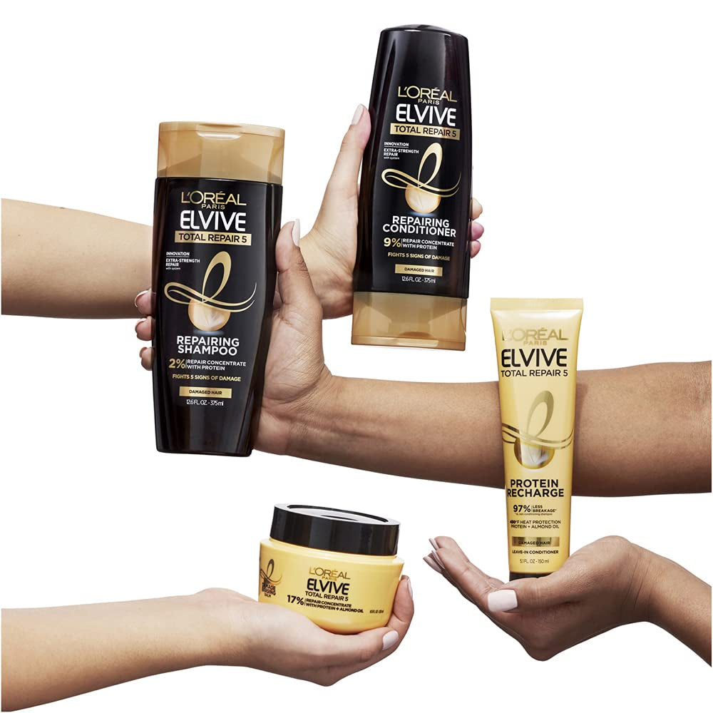 L'Oreal Paris Hair Care Elvive Total Repair 5 Damage Erasing Balm, Conditioning Hair Mask for Damaged Hair, with Almond and Protein, 8.5 Fl; Oz, (Pack of 2) Health & Beauty > Personal Care > Hair Care L'Oreal Paris   