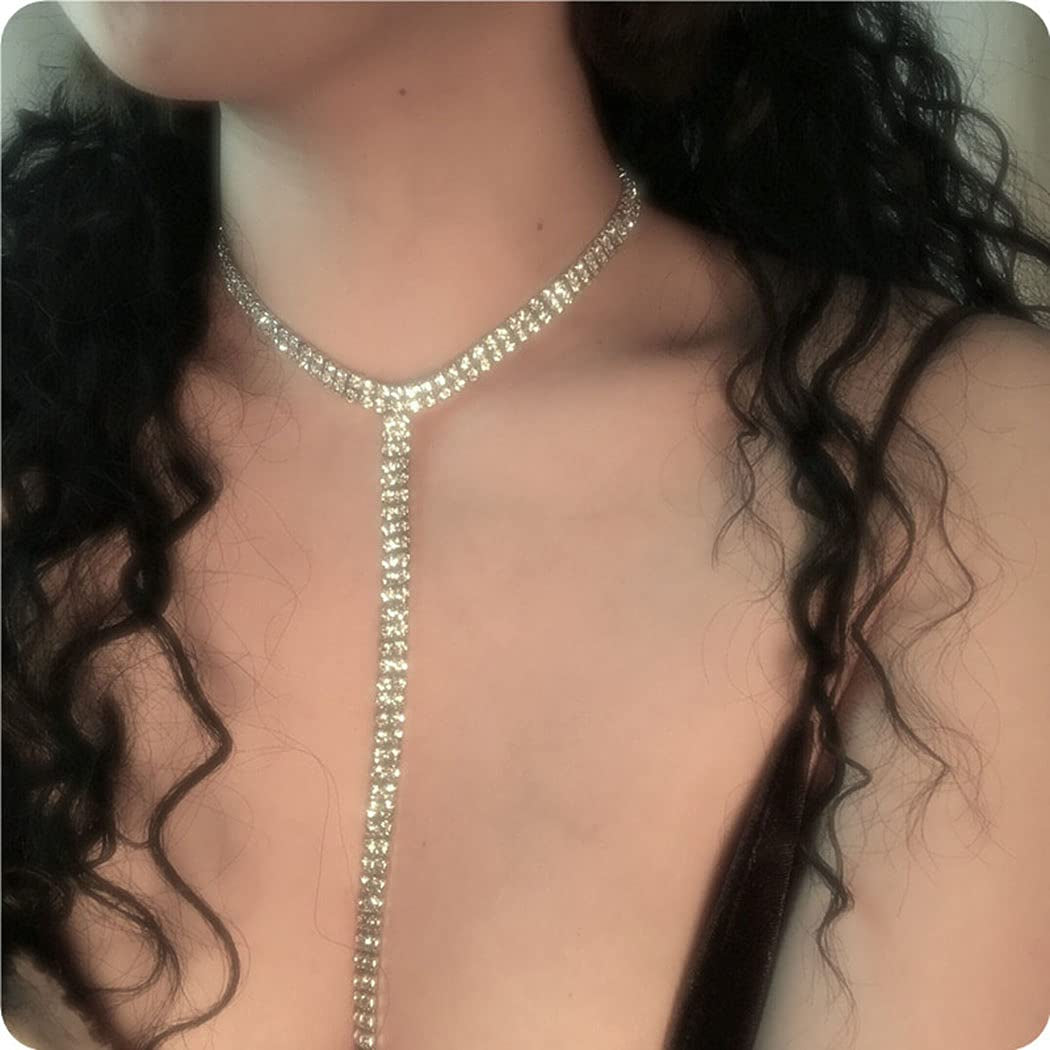 Blindery Rinestone Body Chains Jewelry Sexy Layered Body Necklace Crystal Body Necklace Nightclub Party Bikini Body Jewelry for Women and Girls Apparel & Accessories > Jewelry > Body Jewelry Blindery Gold1  